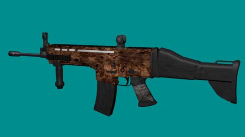Low Poly Assault Rifle w/Textures &amp; materials preview image